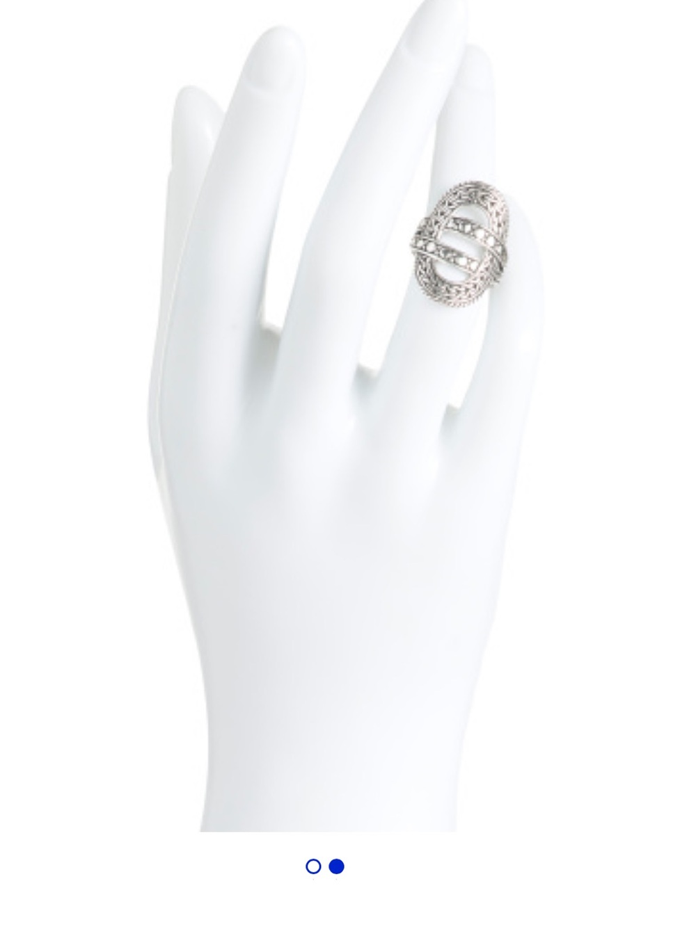 Annika Witt Sterling Silver Oxidized Open Oval Textured Ring - Silver - Picture 2 of 7